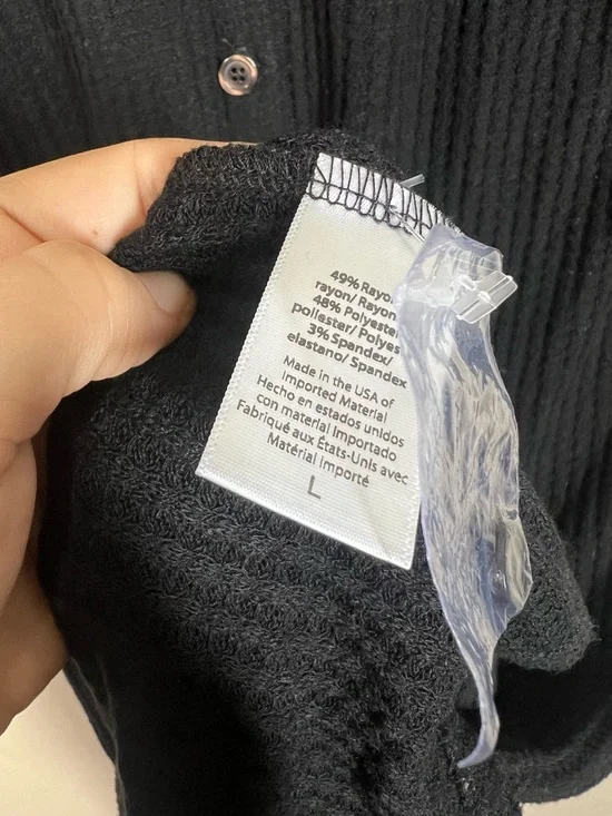 Beyond Yoga Your Line Waffle Knit 2 in 1 Duster Cardigan Dress size Large black - Picture 8 of 12